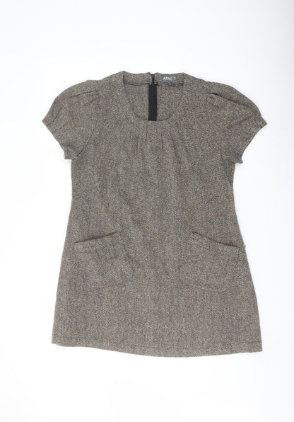 Womens UK Size L Apricot Brown Tunic Blouse