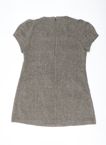 Womens UK Size L Apricot Brown Tunic Blouse