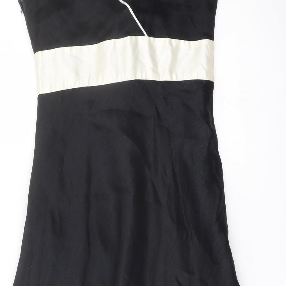 Monsoon Womens Black Linen A-Line Size 10 V-Neck Zip