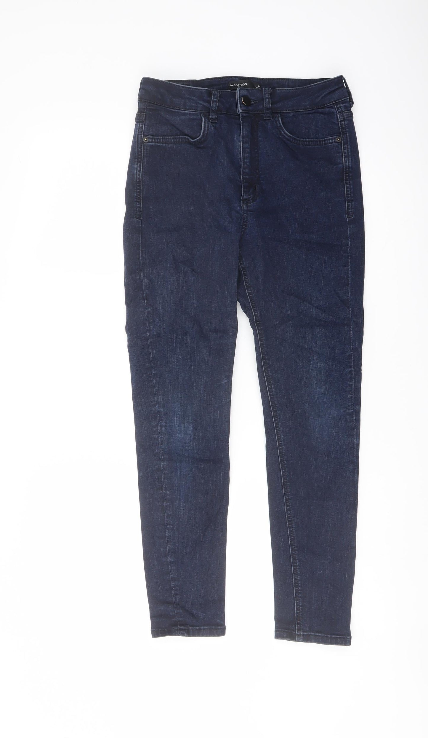Autograph Womens Blue Cotton Skinny Jeans Size 10 L25 in Regular Button