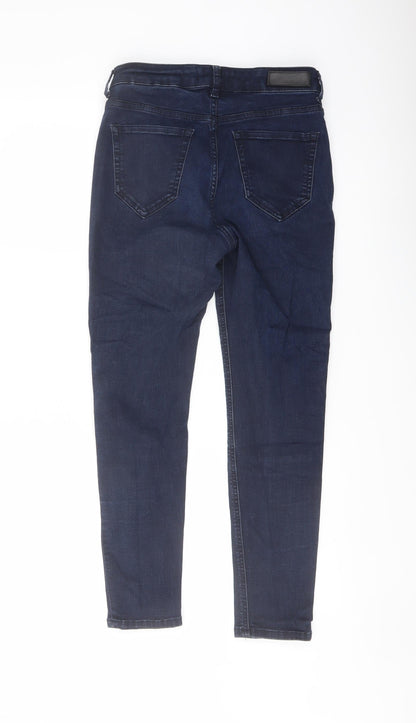 Autograph Womens Blue Cotton Skinny Jeans Size 10 L25 in Regular Button