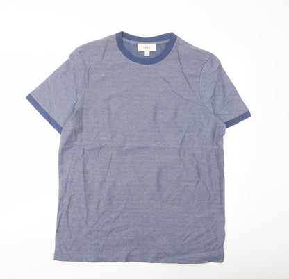 Marks and Spencer Mens Blue Cotton T-Shirt Size L Crew Neck