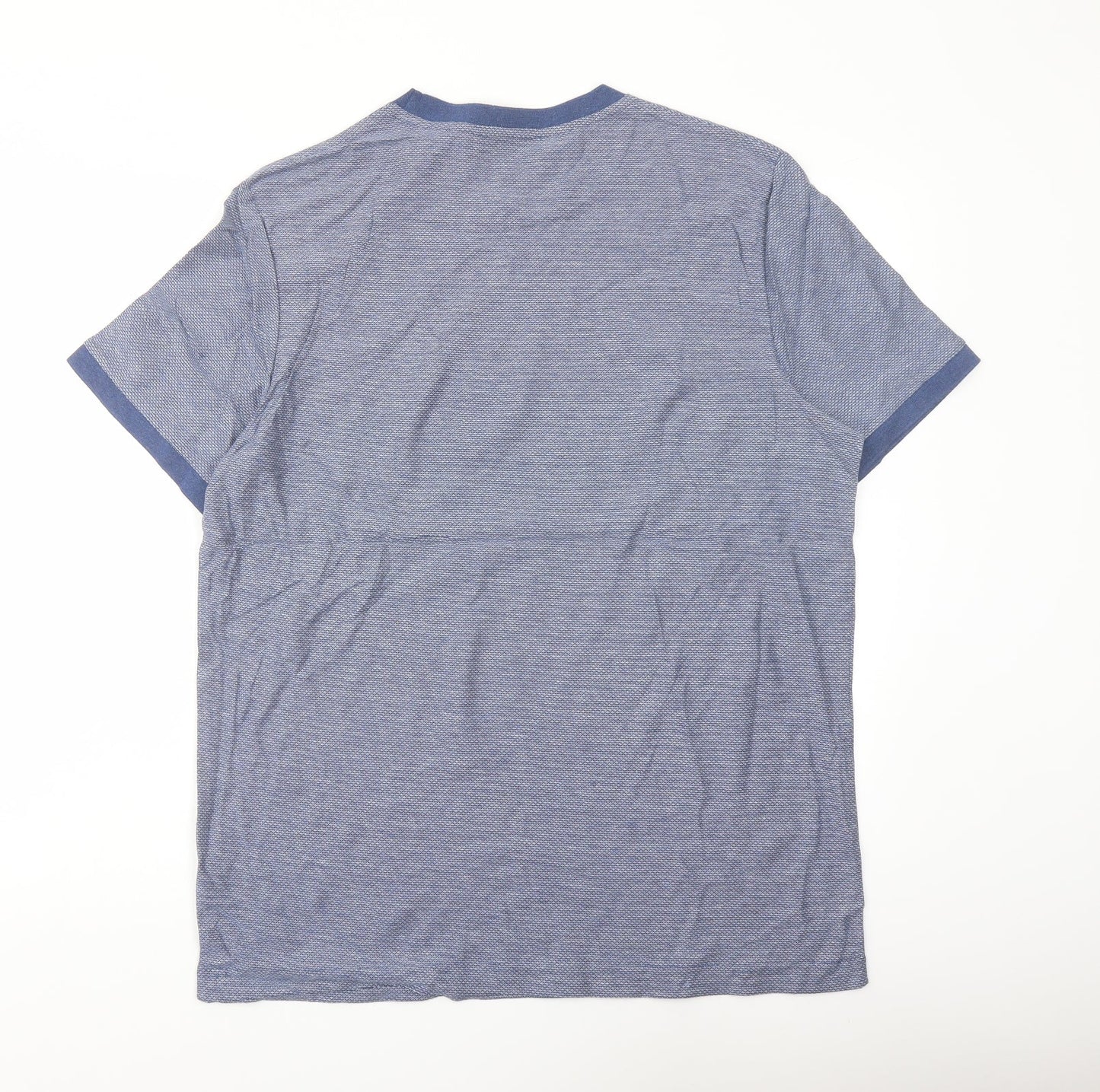 Marks and Spencer Mens Blue Cotton T-Shirt Size L Crew Neck