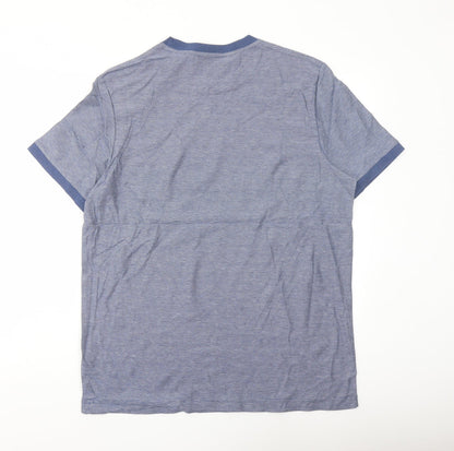Marks and Spencer Mens Blue Cotton T-Shirt Size L Crew Neck