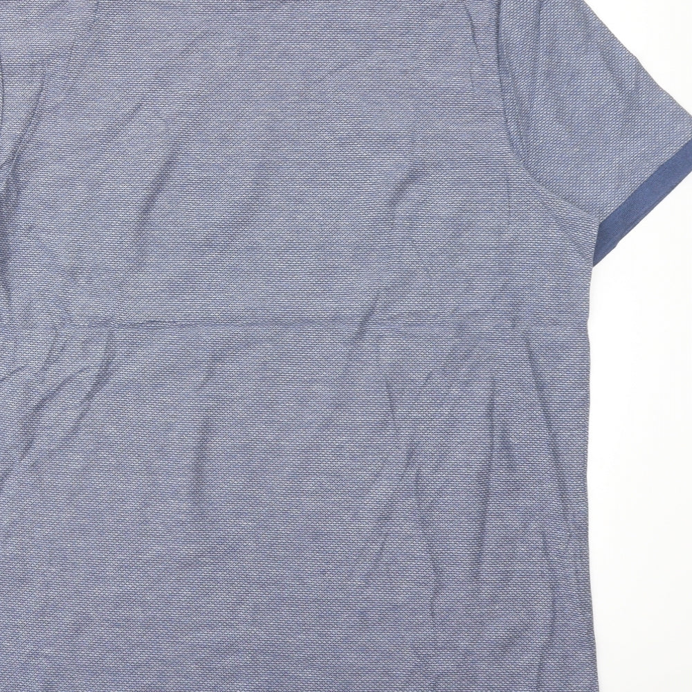 Marks and Spencer Mens Blue Cotton T-Shirt Size L Crew Neck