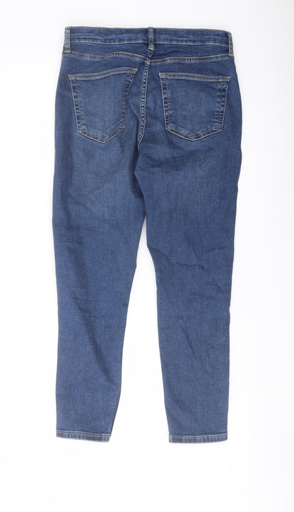 Topshop Womens Blue Cotton Skinny Jeans Size 30 in L25 in Regular Button