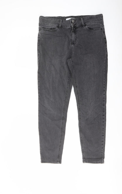 Principles Womens Grey Cotton Skinny Jeans Size 12 L26 in Regular Button