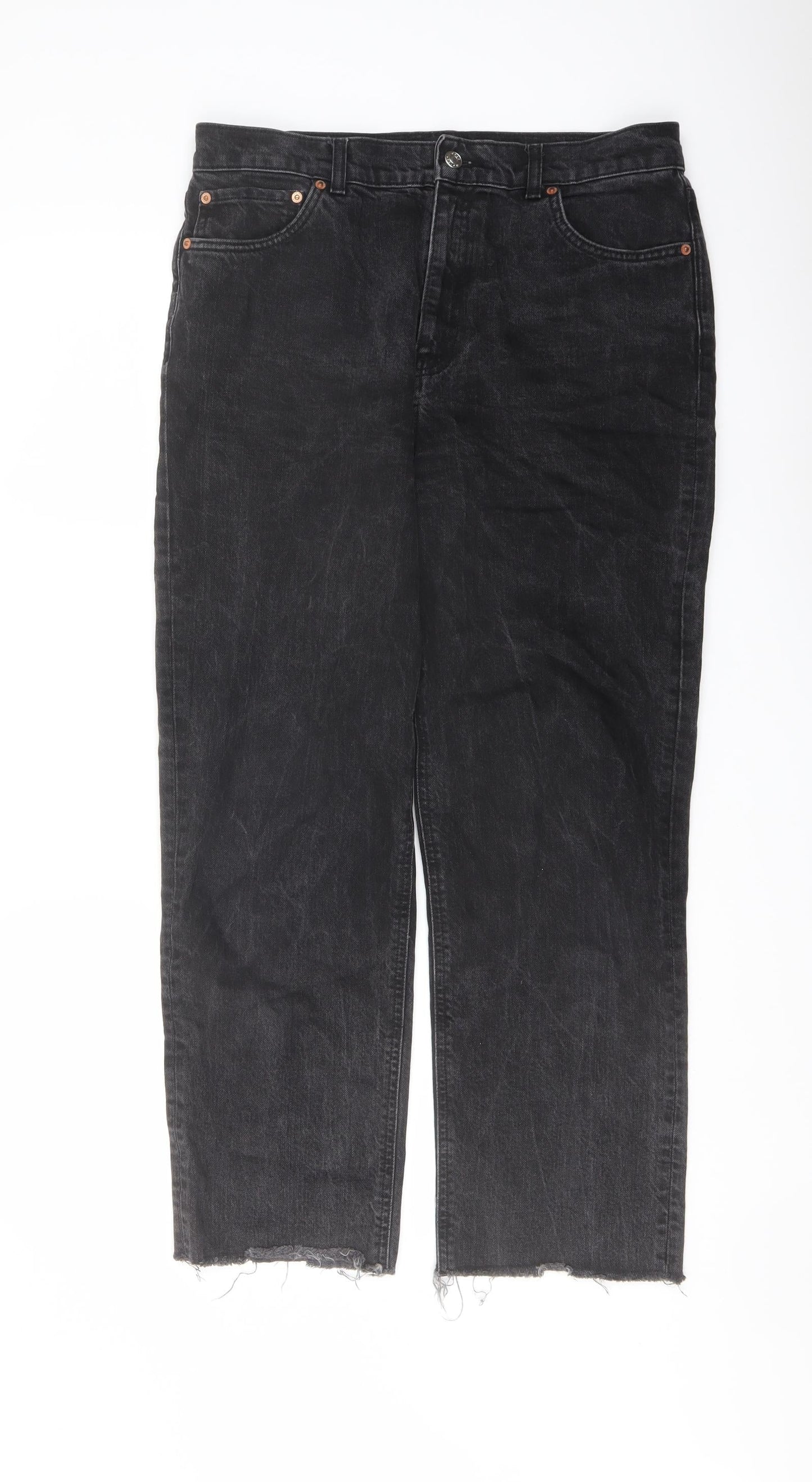 ASOS Mens Grey Cotton Straight Jeans Size 32 in L32 in Regular Button