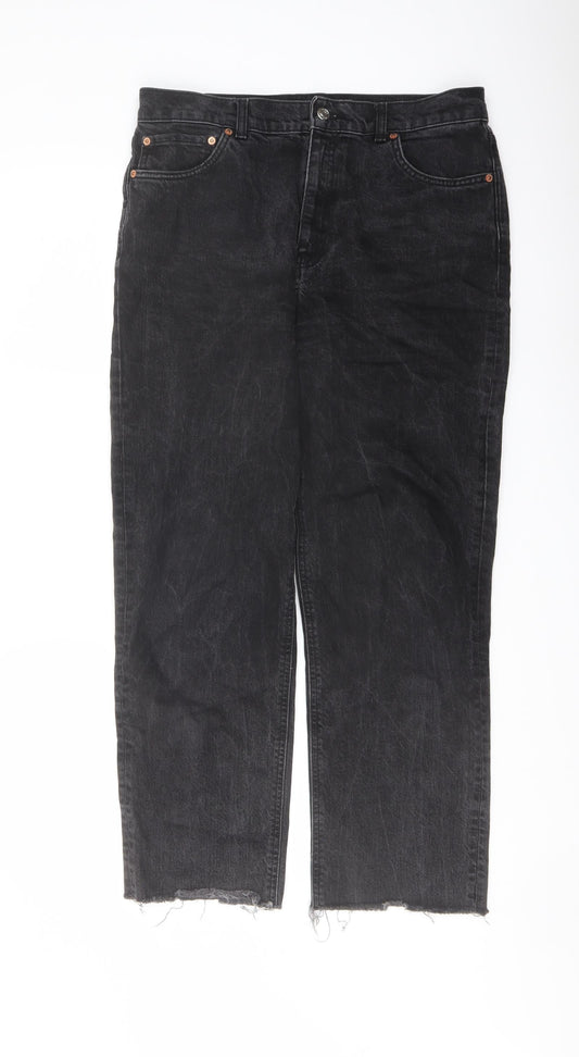 ASOS Mens Grey Cotton Straight Jeans Size 32 in L32 in Regular Button