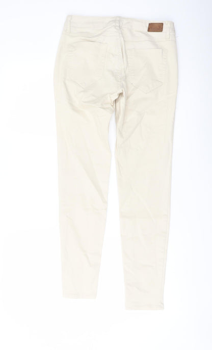Zara Womens Beige Cotton Skinny Jeans Size 10 L28 in Regular Button