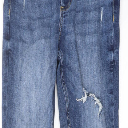 Denim & Co. Womens Blue Cotton Skinny Jeans Size 8 L26 in Regular Button