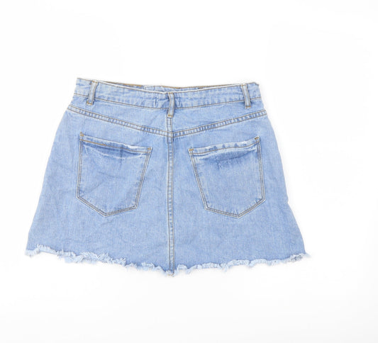 FOREVER 21 Womens Blue Cotton A-Line Skirt Size 28 in Button