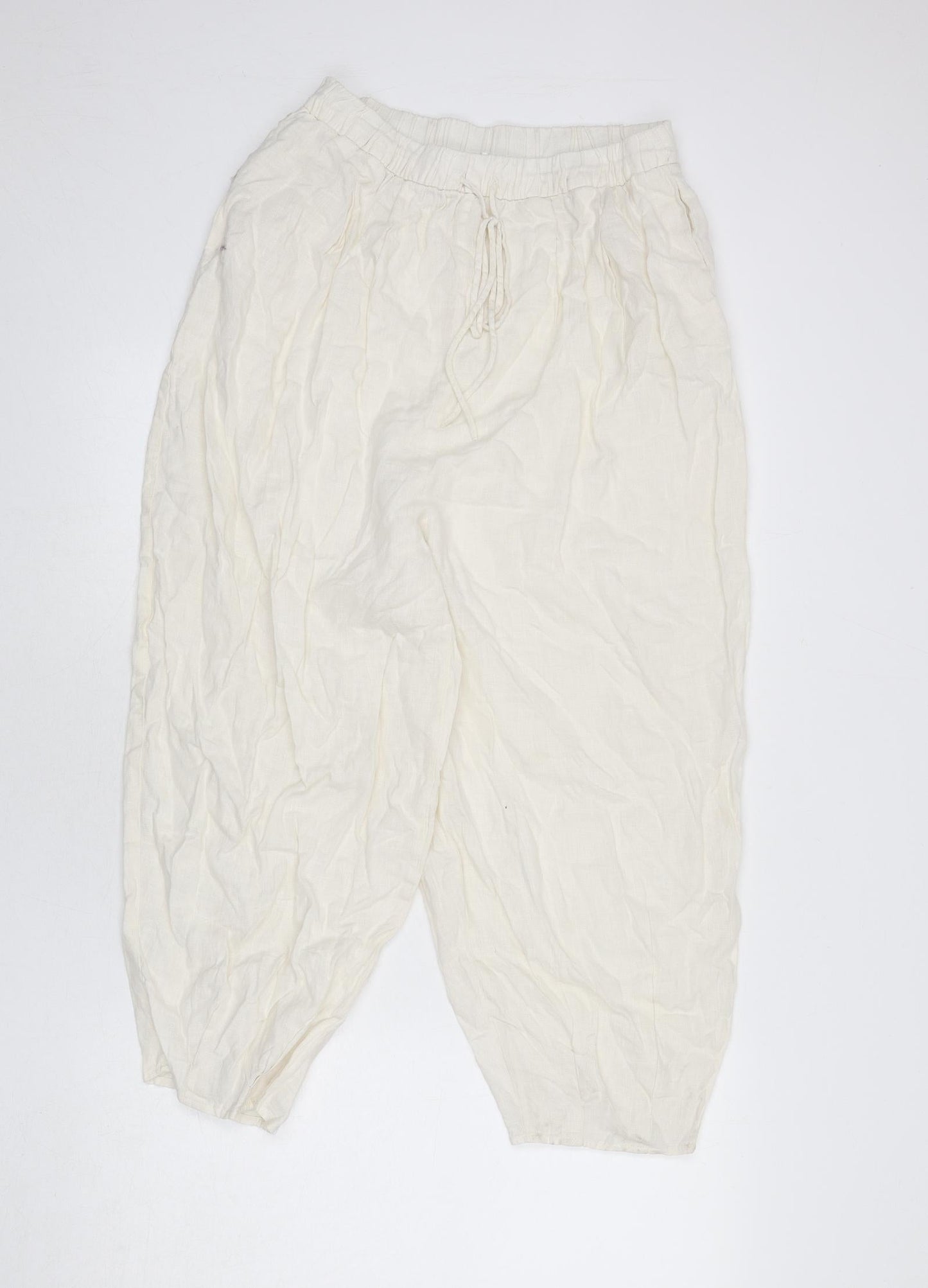 Womens UK Size M Zara Regular Fit Bloomer Ivory Trousers