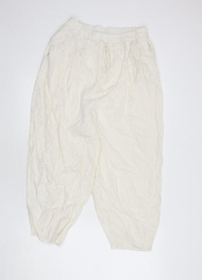 Womens UK Size M Zara Regular Fit Bloomer Ivory Trousers