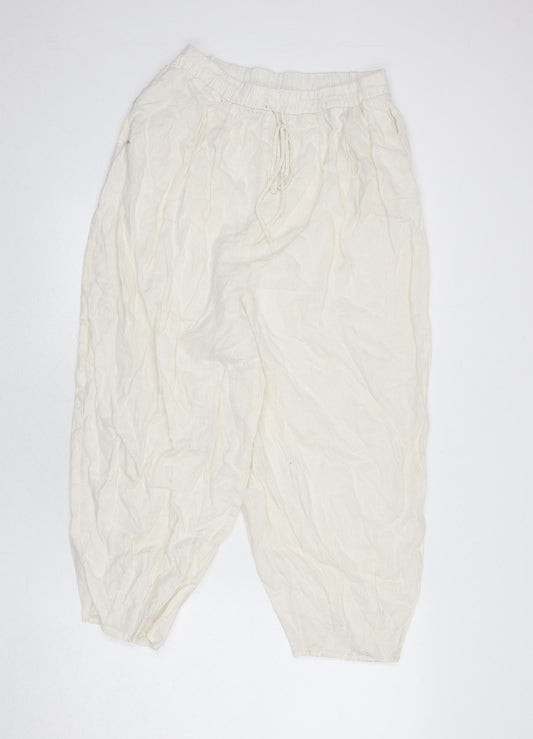 Womens UK Size M Zara Regular Fit Bloomer Ivory Trousers