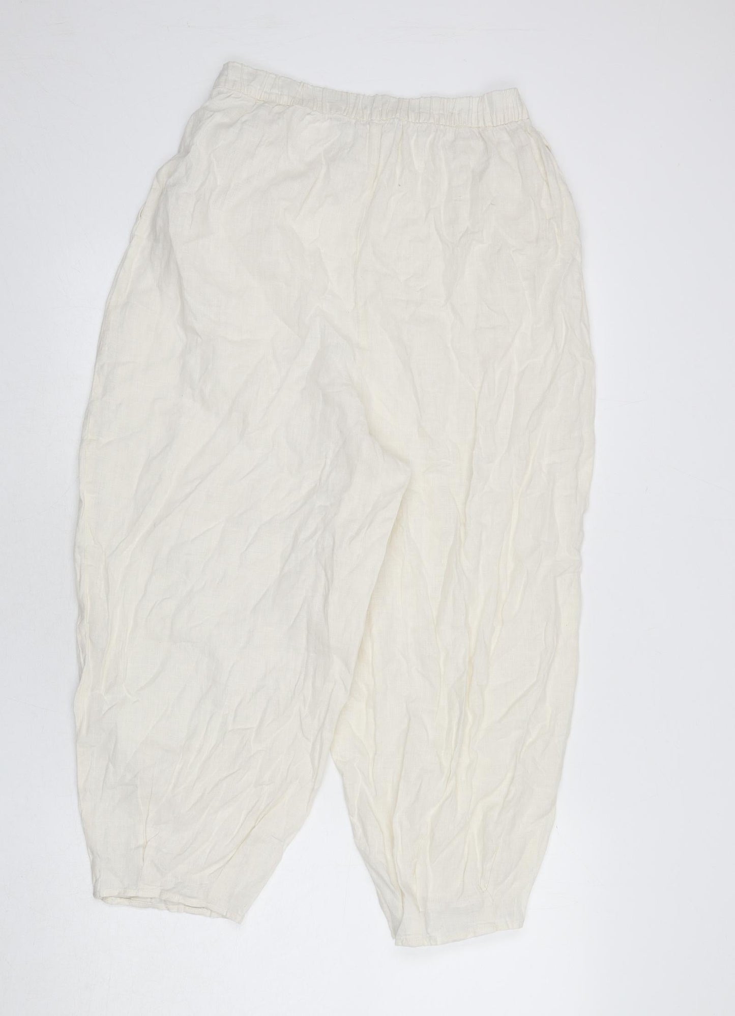 Womens UK Size M Zara Regular Fit Bloomer Ivory Trousers