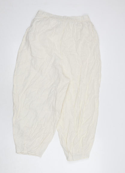 Womens UK Size M Zara Regular Fit Bloomer Ivory Trousers