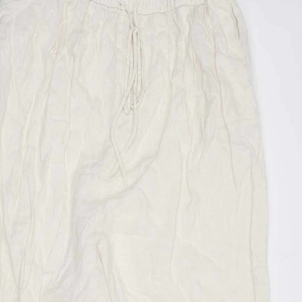 Womens UK Size M Zara Regular Fit Bloomer Ivory Trousers