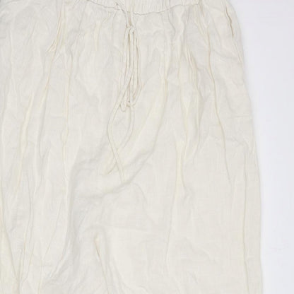 Womens UK Size M Zara Regular Fit Bloomer Ivory Trousers