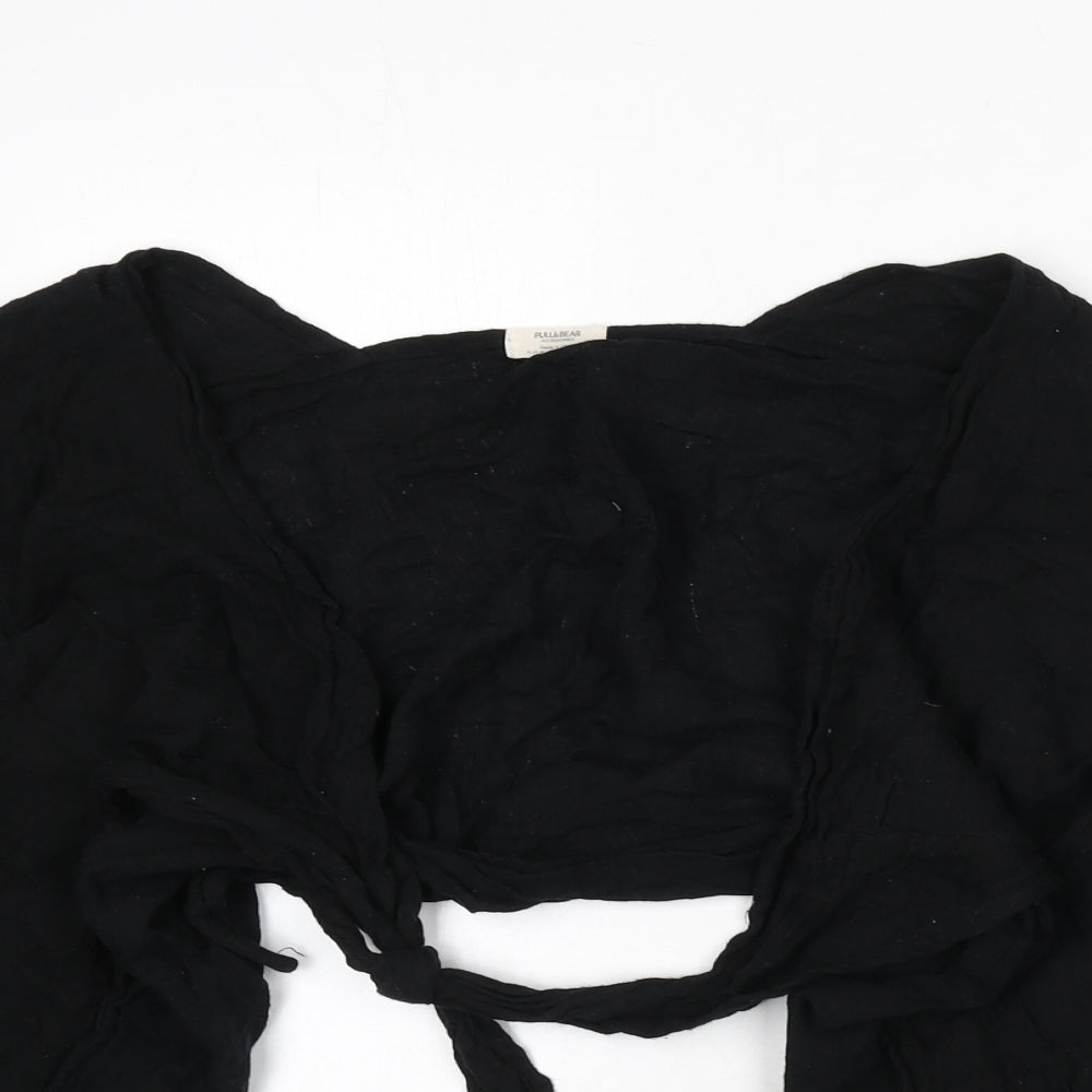 Womens UK Size M Pull&Bear Black Wrap Blouse
