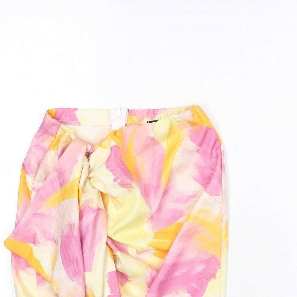 Missy Empire Womens Multicoloured Geometric Polyester Mini Skirt Size 6 Zip - Ruffle Detail