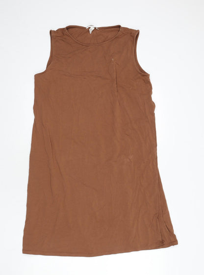 H&M Womens Brown Cotton A-Line Size L Round Neck Pullover
