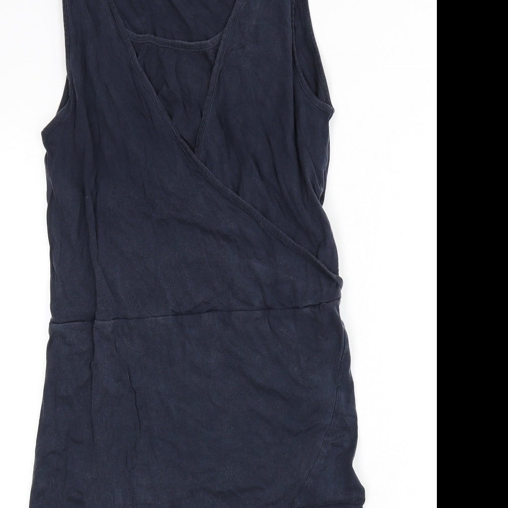 Mama-licious Womens Blue Lyocell A-Line Size L Scoop Neck Pullover