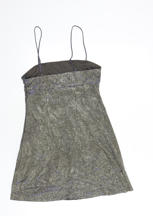 Pins & Needles Womens Gold Polyester Mini Size S Square Neck Zip