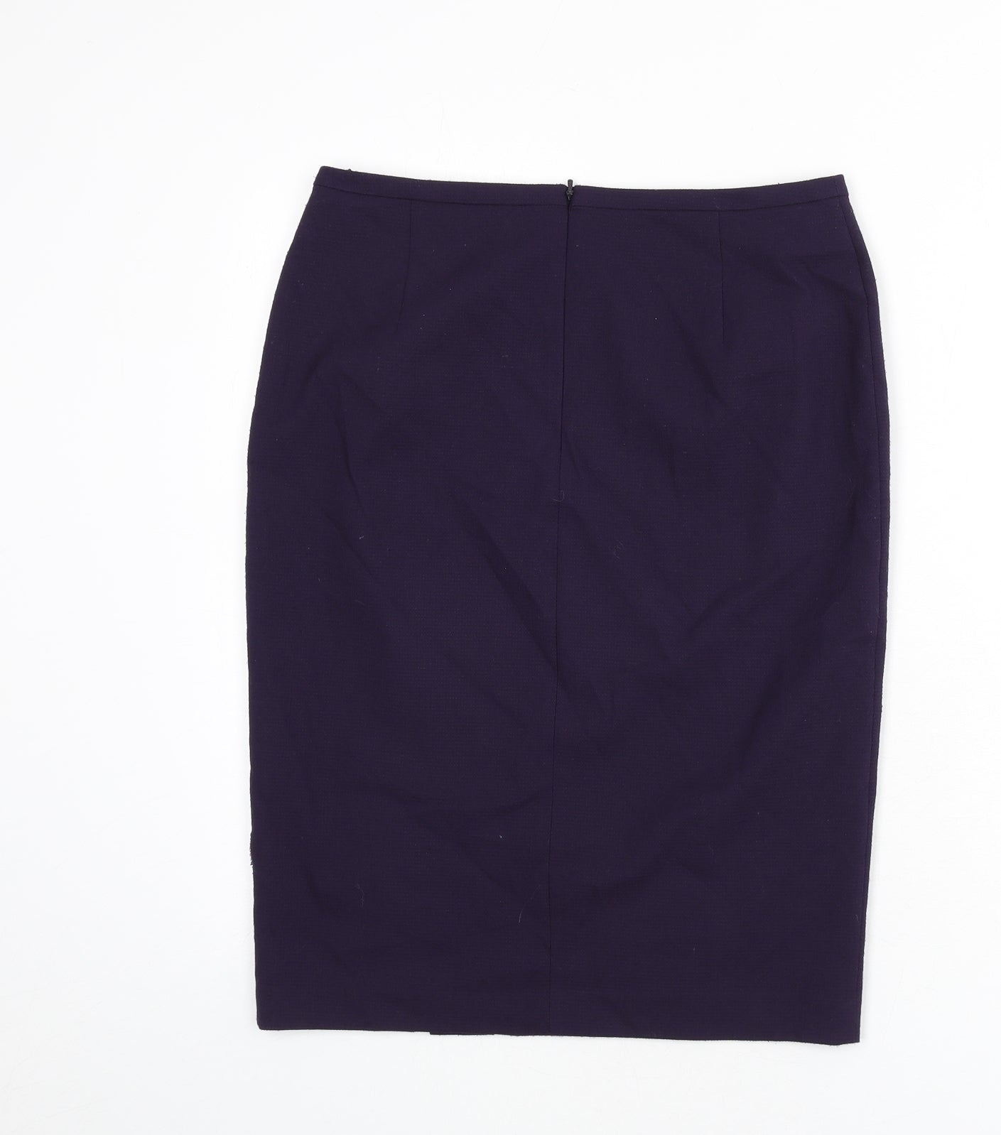 Marks and Spencer Womens Purple Polyester Straight & Pencil Skirt Size 10 Zip - Slit