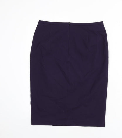 Marks and Spencer Womens Purple Polyester Straight & Pencil Skirt Size 10 Zip - Slit