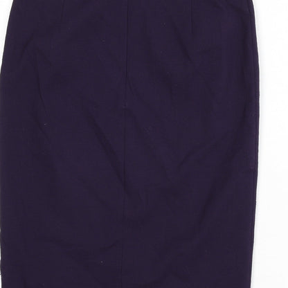 Marks and Spencer Womens Purple Polyester Straight & Pencil Skirt Size 10 Zip - Slit
