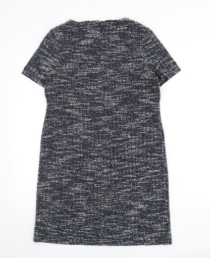 Roman Womens Blue Polyester Sheath Size 10 Round Neck Zip