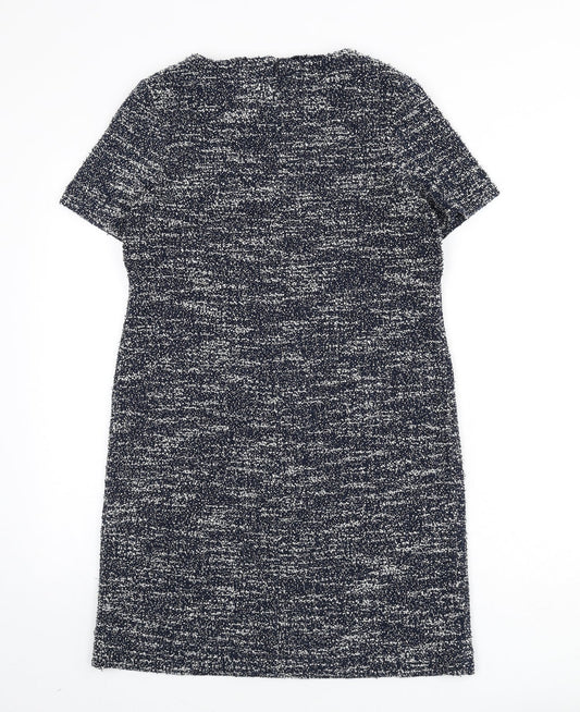 Roman Womens Blue Polyester Sheath Size 10 Round Neck Zip