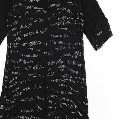 Wallis Womens Black Geometric Viscose Sheath Size 8 Boat Neck Pullover - Sequins