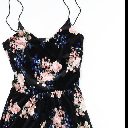 Divided by H&M Womens Black Floral Polyester Romper One-Piece Size 8 Pullover