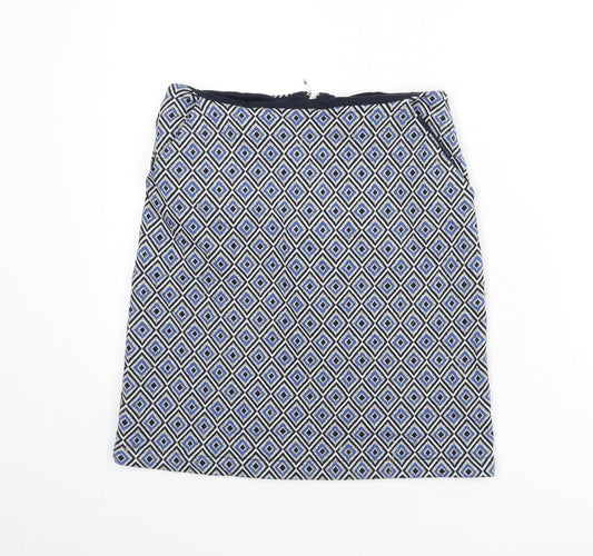 NEXT Womens Multicoloured Geometric Polyester A-Line Skirt Size 6 Zip