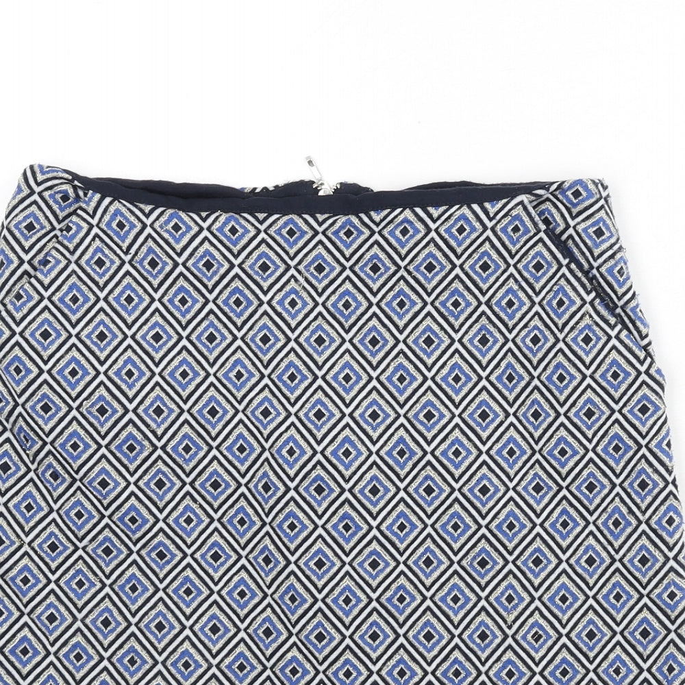 NEXT Womens Multicoloured Geometric Polyester A-Line Skirt Size 6 Zip