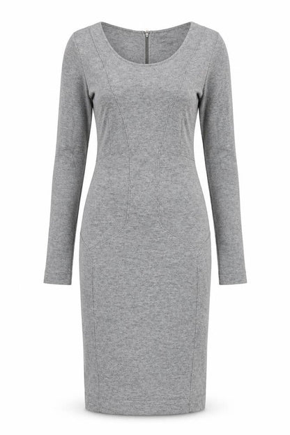 French Connection Womens Grey Modal Bodycon Size 12 Round Neck Zip