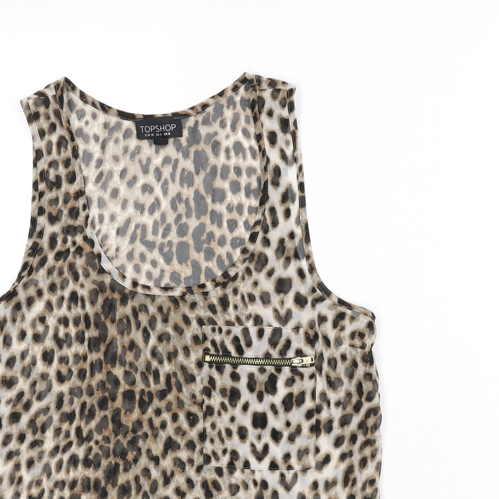 Womens UK Size 8 Topshop Multicoloured Basic Tank