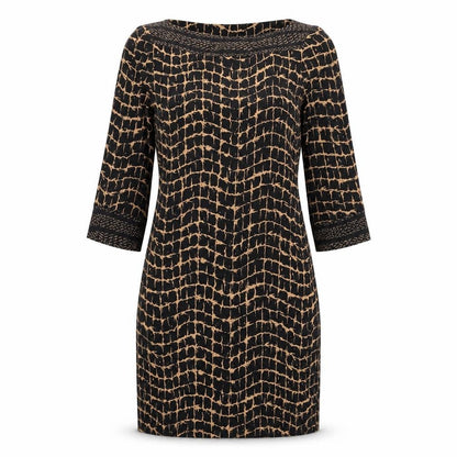 Wallis Womens Black Geometric Polyester Sheath Size 8 Boat Neck Pullover