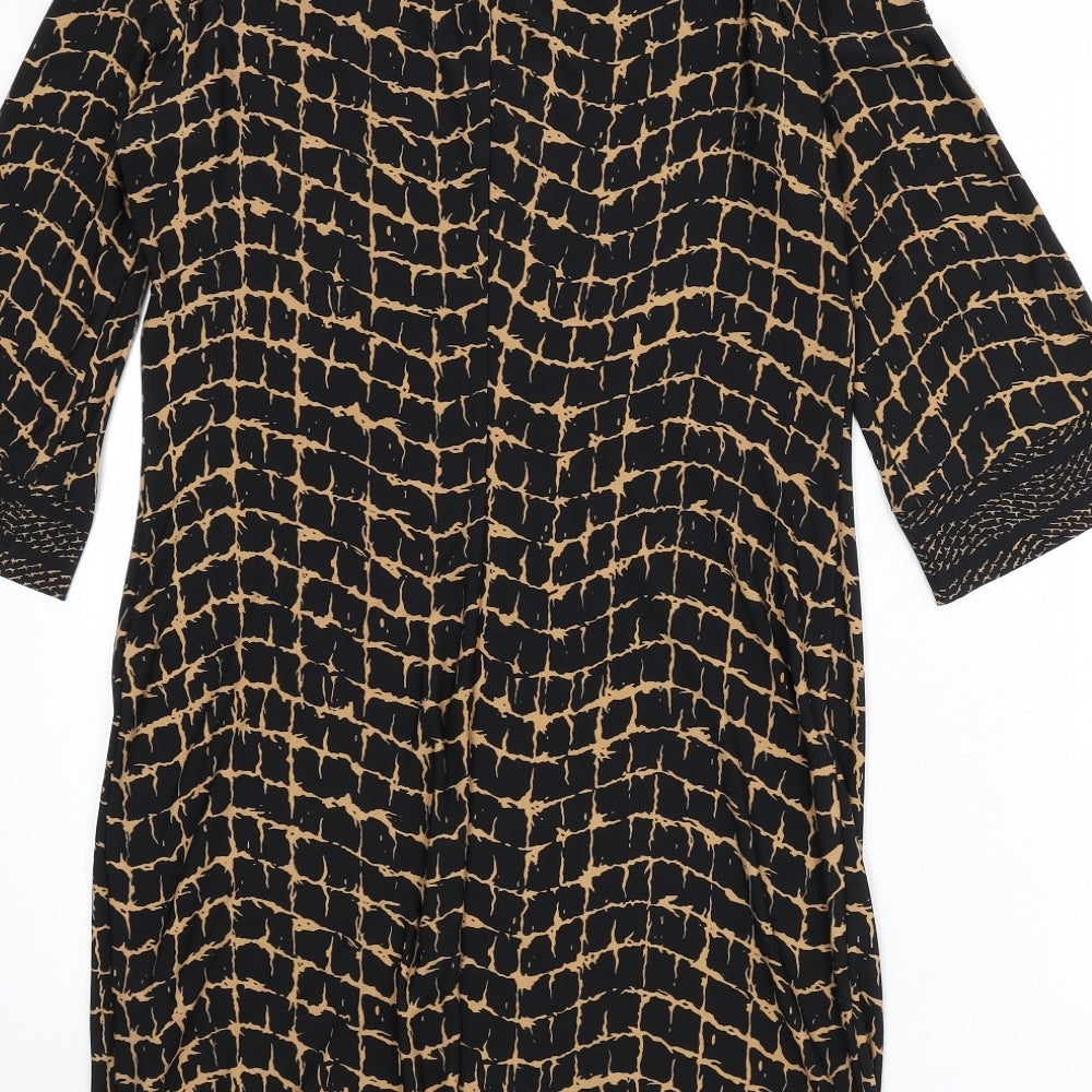 Wallis Womens Black Geometric Polyester Sheath Size 8 Boat Neck Pullover