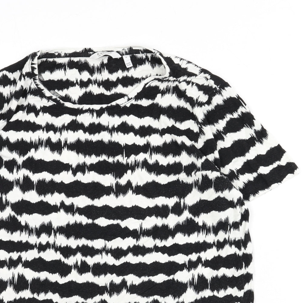 b.young Womens Black Geometric Viscose Basic T-Shirt Size S Round Neck