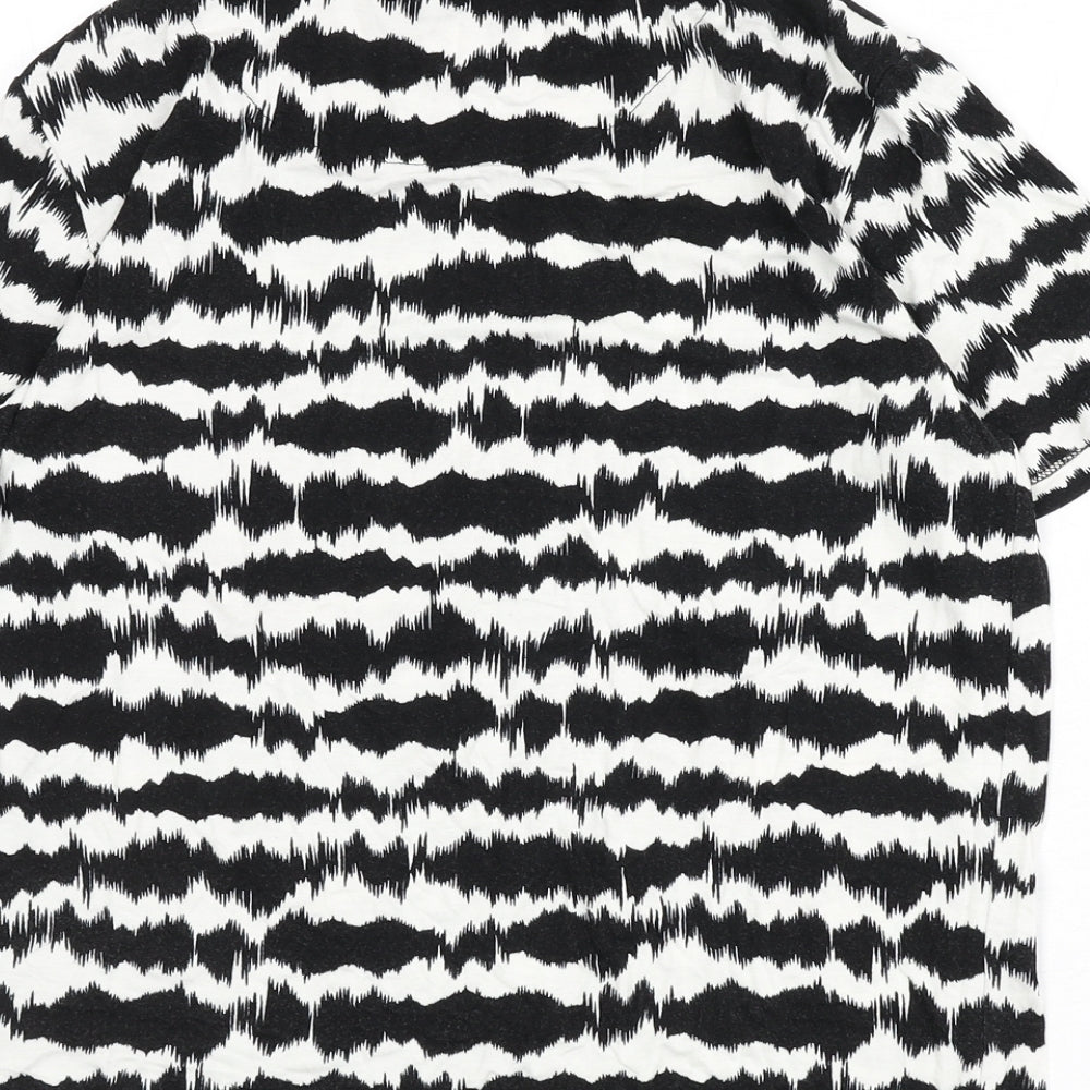 b.young Womens Black Geometric Viscose Basic T-Shirt Size S Round Neck