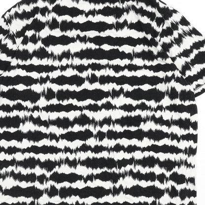 b.young Womens Black Geometric Viscose Basic T-Shirt Size S Round Neck