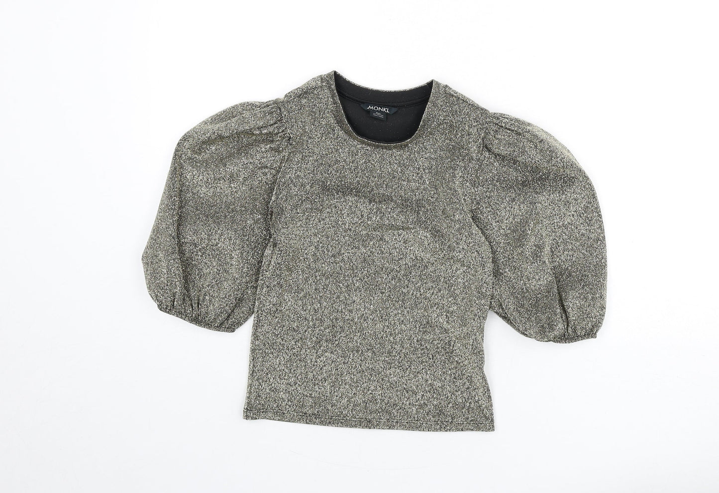 Womens UK Size 2XS Monki Gold Cropped T-Shirt