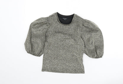 Womens UK Size 2XS Monki Gold Cropped T-Shirt