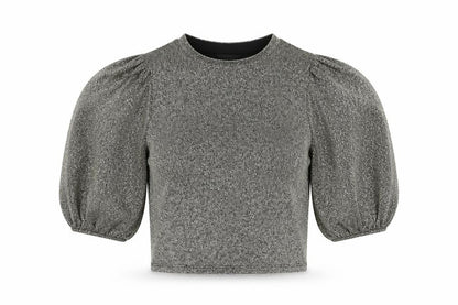 Womens UK Size 2XS Monki Gold Cropped T-Shirt
