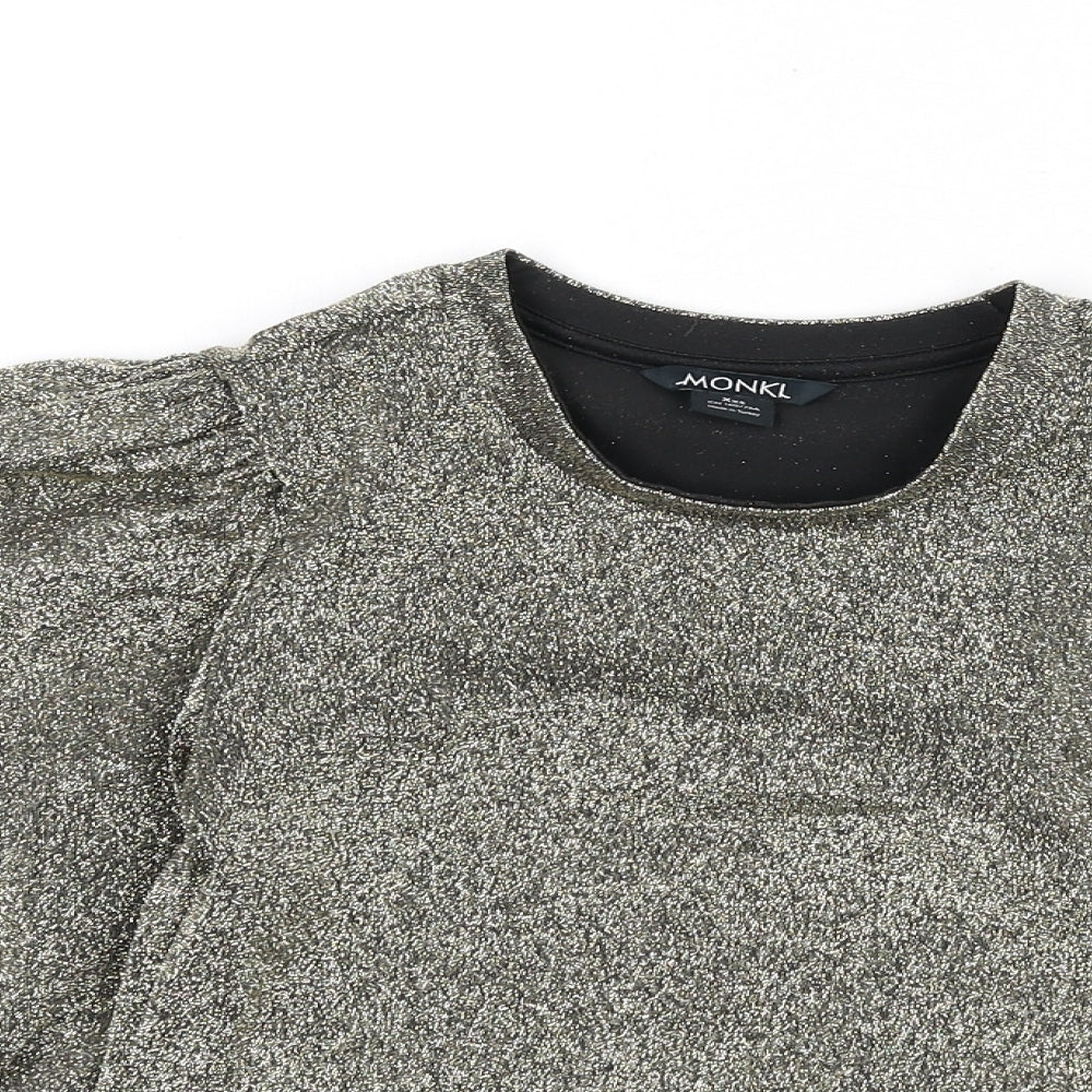 Womens UK Size 2XS Monki Gold Cropped T-Shirt