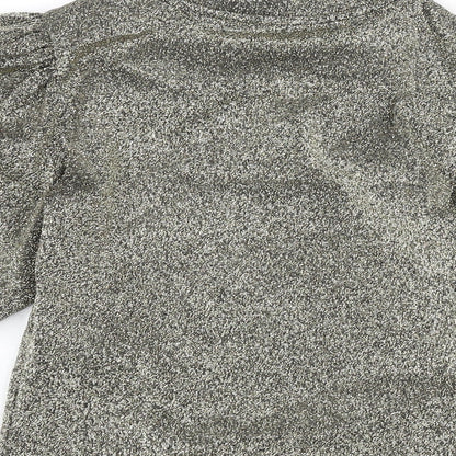 Womens UK Size 2XS Monki Gold Cropped T-Shirt