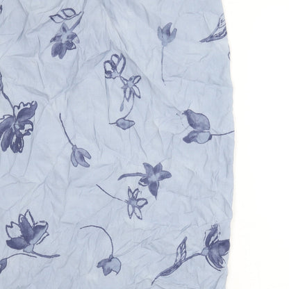 Classic Womens Blue Floral Viscose A-Line Skirt Size 18 Button